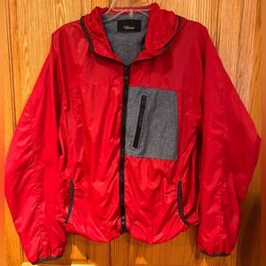 ZARA‎ MAN Colorblock Hooded Full Zip Windbreaker Jacket Red Blue Black Size XL